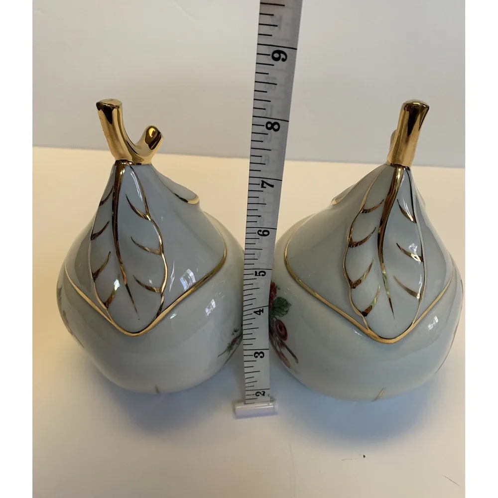 Vintage Limoges France Pear Shaped Lidded Trinket Dish Small Covered Dish